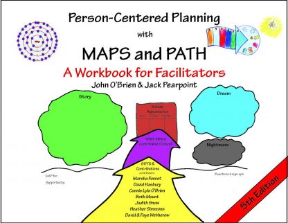 PATH MAPS Workbook for Facilitators - outline of MAPS template - arrows in the middle and bubbles left and right