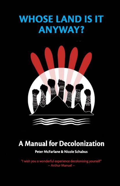 Decolonization Handbook Cover - fists in air on black background